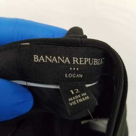 Banana Republic Black Logan Mid Rise Trouser Pant WM Size 12 NWT image number 3