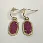 Designer Kendra Scott Gold-Tone Pink Drusy Stone Fish Hook Drop Earrings image number 2