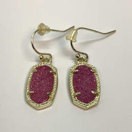 Designer Kendra Scott Gold-Tone Pink Drusy Stone Fish Hook Drop Earrings alternative image