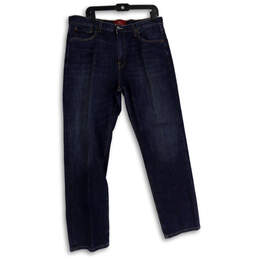 Mens Blue Denim Medium Wash 5 Pocket Design Straight Leg Jeans Size 36x32