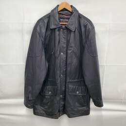 Wilson Leather MN's Black Leather Button & Zipper Jacket Size XL