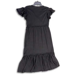 NWT Womens Black Wrap V-Neck Short Sleeve Fit And Flare Dress Size Small alternative image