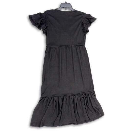 NWT Womens Black Wrap V-Neck Short Sleeve Fit And Flare Dress Size Small image number 2