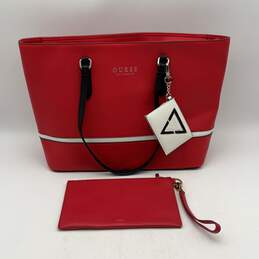 Guess Fossil Womens Red Double Strap Zipper Tote Bag Purse And Wallet Set
