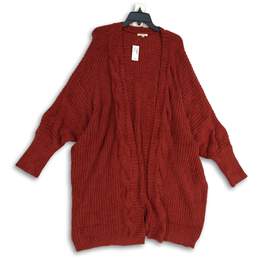 NWT Maurices Womens Red Knitted Long Sleeve Open Front Cardigan Sweater Size 3X