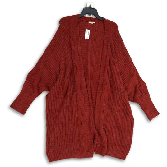 NWT Maurices Womens Red Knitted Long Sleeve Open Front Cardigan Sweater Size 3X image number 1