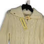 NWT Womens Beige Knitted Long Sleeve Pockets Cardigan Sweater Size Large image number 3