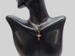14K Yellow Gold Diamond Accent Cross Pendant Necklace 1.6g alternative image