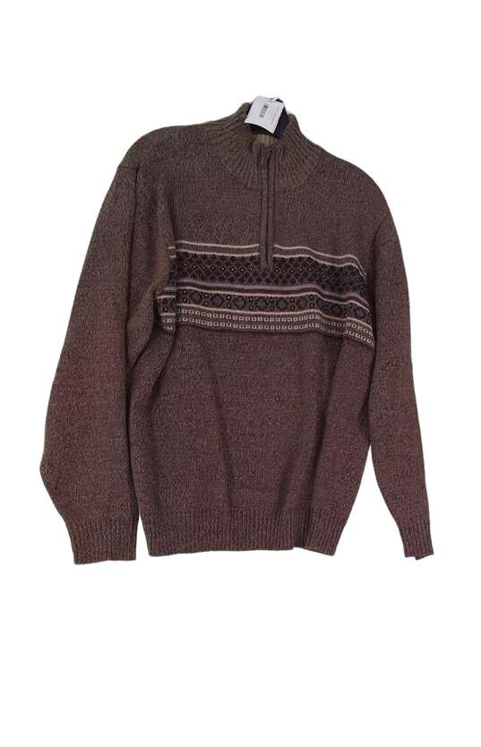 Mens Multicolor Long Sleeve Quarter Zip Pullover Sweater Size Large image number 1