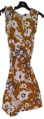 Womens Brown Floral Keyhole Neck Casual Shift Dress Size Small image number 1