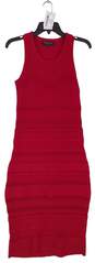 Womens Red Sleeveless Scoop Neck Pullover Bodycon Dress Size Small image number 1