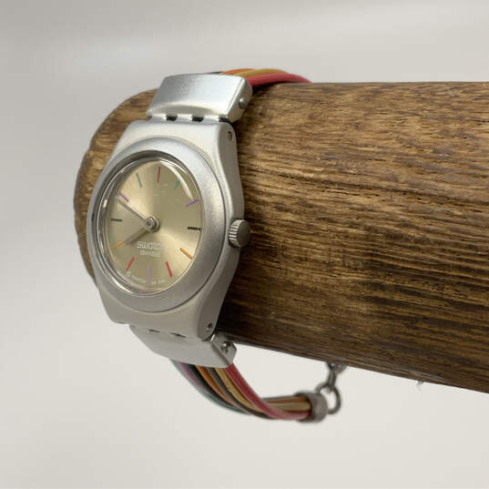 Designer Swatch Silver-Tone Dial Aluminum Filamento Analog Wristwatch image number 1