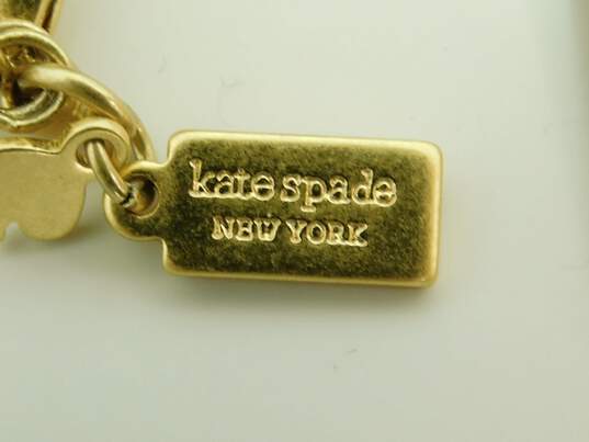 Kate Spade Designer Pink Blue & Gold Tone Stud Earrings & Statement Pendant Necklace With Dust Bag 60.3g image number 4