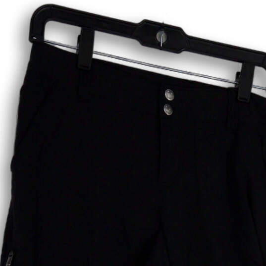 Womens Black Flat Front Slash Pocket Drawstring Hem Capri Pants Size 8 image number 3