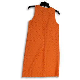 Womens Orange Round Neck Sleeveless Back Zip Knee Length Shift Dress Size 2 alternative image