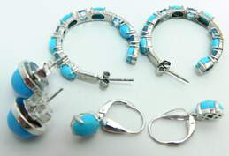 Dyadema 925 Puffed Heart Pendant Necklace & Turquoise & Topaz Hoop Drop Earrings alternative image