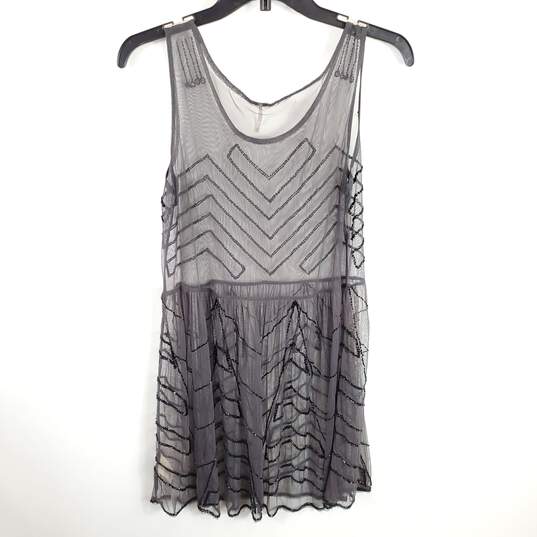 Free People Women Charcoal Beaded Mesh Dress M image number 2