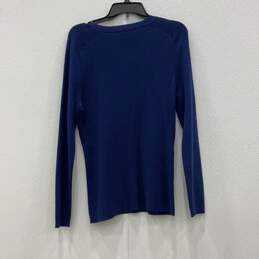 Womens Blue Long Sleeve Round Neck Henley Sweater Size XL alternative image