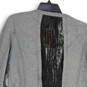 NWT Womens Gray Black Asymmetrical Lace Embellished Open Front Jacket Sz L image number 4