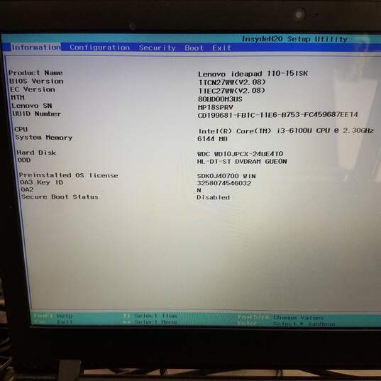 Lenovo IdeaPad 110-15ISK 15in Laptop Intel i3-6100U CPU 6GB RAM 1TB HDD image number 9