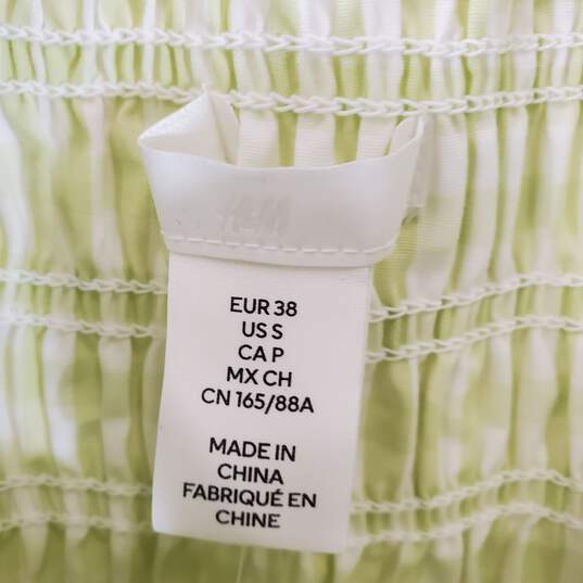 H&M Women Green/White Gingham Blouse Sz S NWT image number 2