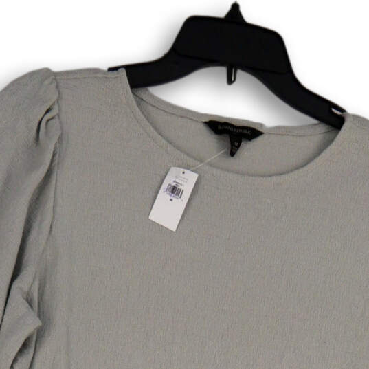 NWT Womens Gray Short Sleeve Round Neck Pullover Blouse Top Size Medium image number 3