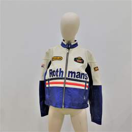Vintage Rothmans Racing Motorcycle Leather Jacket Size M