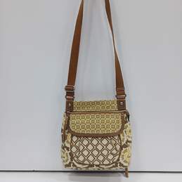 Fossil Beige/Green/Yellow Canvas Shoulder Bag
