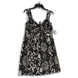 NWT Womens Black White Pleated Sweetheart Neck Pullover A-Line Dress Sz XL