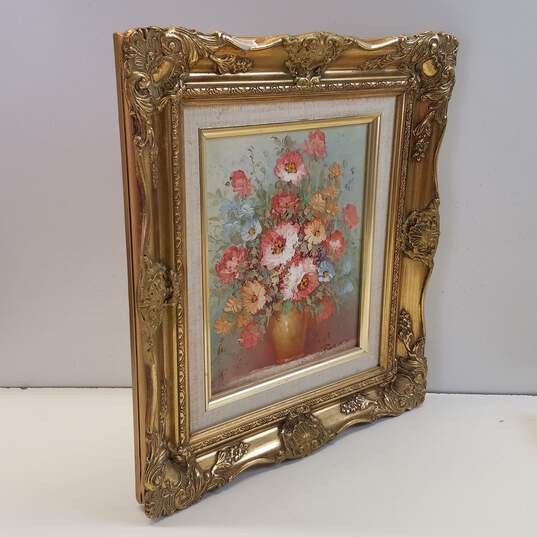 Spring Floral Still Life with Ornate Gilded Frame Set of 2 Oil on Board, Signed image number 10