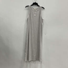 NWT Womens White Striped Sleeveless Round Neck Midi Shift Dress Size XL alternative image