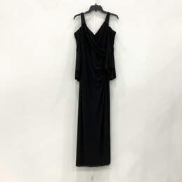 Womens Black Beaded Cold Shoulder Sleeve Back Zip Tiffin Maxi Dress Size 8