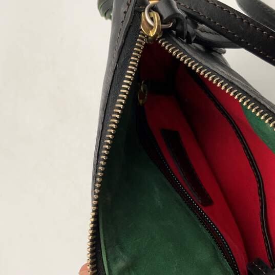 Dooney & Bourke Womens Black Leather Tassel Adjustable Strap Crossbody Bag Purse image number 6