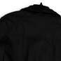 Womens Black Long Band Sleeve Pockets Collared Full-Zip Bomber Jacket Sz L image number 4