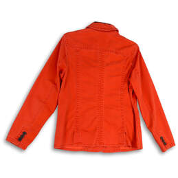 Womens Orange Notch Collar Long Sleeve Button Front Jacket Size Large alternative image