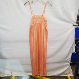 VTG Annique By Rosa Puleo WM's Peach Lace Chiffon Maxi Strap Dress Size SM