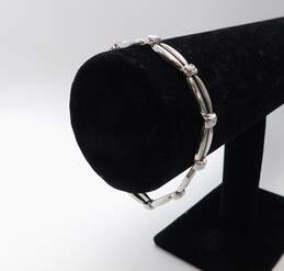 10K White Gold Puffed Etched & Brushed Textured Bar Linked Bracelet For Repair 5.1g