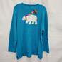 NWT VTG Quacker Factory WM's Teal Color Knitted Embroidered Polar Bear Crewneck Sweater Size L image number 2