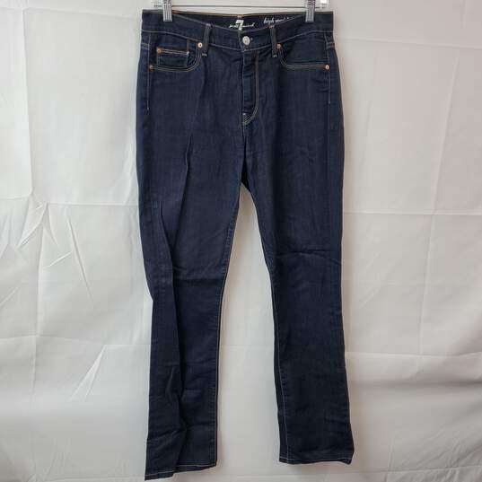 7 For All Mankind High Waist Straight Leg Blue Jeans Women's 28 image number 1