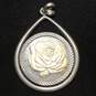.999 Fine Silver W/ Sterling Silver Setting Rose Pendant - 6.92g image number 1