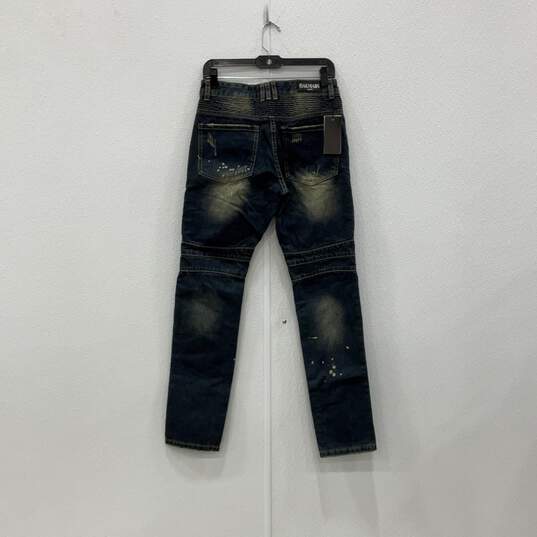NWT Mens Blue Denim Medium Wash Distressed Skinny Leg Jeans Size 31 image number 2