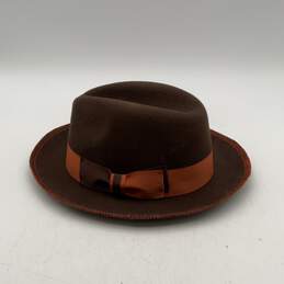 Steven Land Mens Brown Round Brim Bow Adjustable Western Fedora Hat