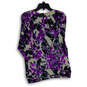Womens Multicolor Floral Scoop Neck 3/4 Sleeve Pullover Blouse Top Size L image number 2
