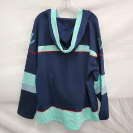 Seattle NHL Kraken Cotton & Polyester Blue & Aqua Hooded Jersey Size L alternative image