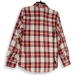 Womens Red Plaid Spread Collar Long Sleeve Button-Up Shirt Size Small 4/6 alternative image
