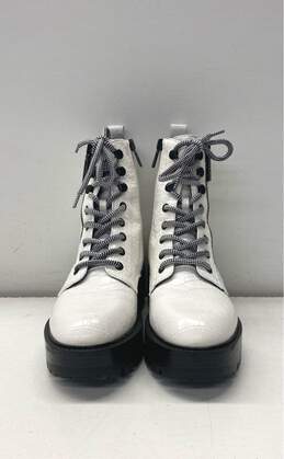 Guess Embossed Fearne Combat Boots White 7.5 alternative image