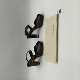 Womens Brown Snake Print Block Heel Slingback Sandal Size 6 w/ Dust Bag