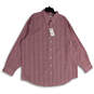 NWT Mens Red Plaid Button-Down Collar Long Sleeve Dress Shirt Size 2XB image number 1