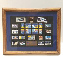 Framed & Matted Collection of USPS Enamel Pins Commemorating Outstanding Achievement in Space Flight