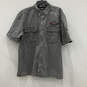Mens Gray Spread Collar Short Sleeve Flap Pocket Button-Up Shirt Size XL image number 1